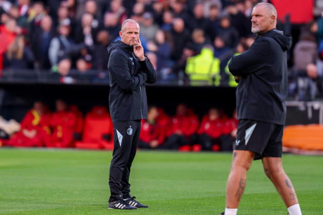 2026-10-10 Feyenoord v AZ Alkmaar - Dutch Eredivisie ROTTERDAM, NETHERLANDS - OCTOBER 10: Assistent coach Sipke Hulshoff of Feyenoord looks on during the Dutch Eredivisie match between Feyenoord and AZ Alkmaar at Stadion Feijenoord on October 10, 2026 in Rotterdam, Netherlands. Rotterdam Stadion Feijenoord Netherlands Content not available for redistribution in The Netherlands directly or indirectly through any third parties. Copyright: xHansxvanxderxValkx