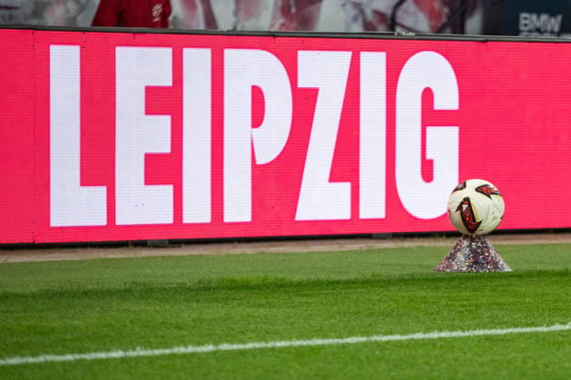 1 German Bundesliga RB Leipzig vs. Eintracht Frankfurt October 10, 2026 LEIPZIG lettering on the video advertising board, with a soccer ball in front of it (stock photo), RBL, Feature: LEIPZIG, GERMANY OCTOBER 10 Bundesliga match between RB Leipzig and Eintracht Frankfurt at the Red Bull Arena on Matchday 5 of the 1. Bundesliga on October 10, 2026 in Leipzig, Germany. DFL regulations prohibit any use of photographs as image sequences and or quasi-video. Copyright: xBEAUTIFULxSPORTS JanxKaeferx