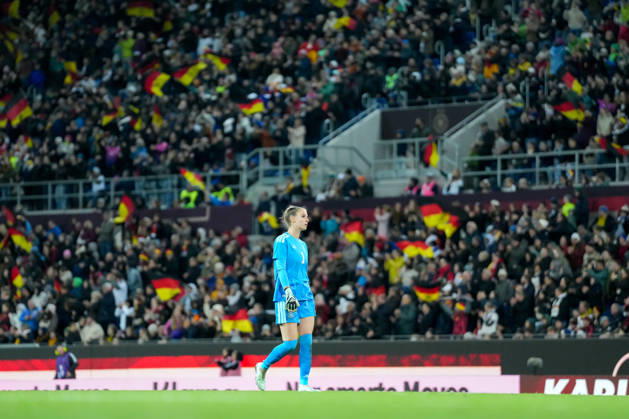 Ena Mahmutovic, Germany Women s National Team, 01 flags in the background, Germany, soccer, international match, friendly match, exhibition match, 2026–2027, Germany vs. Australia, October 9, 2026, BBBank Wildpark, Karlsruhe, Karlsruhe, BBBank Wildpark, Baden-Württemberg, Germany Copyright: xArnexAmbergx