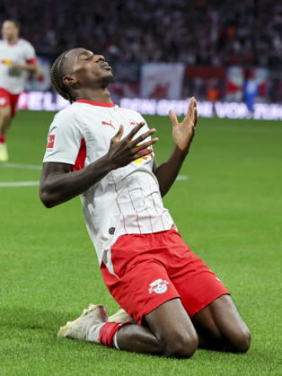 Ezechiel Banzuzi of RB Leipzig celebrates his goal to make it 1–0 during the Bundesliga match between RB Leipzig and Eintracht Frankfurt, Red Bull Arena on October 10, 2026, in Leipzig, Germany. Photo by Marco Steinbrenner, DeFodi Images. Ezechiel Banzuzi of RB Leipzig celebrates after scoring his team’s first goal during the Bundesliga match between RB Leipzig and Eintracht Frankfurt at Red Bull Arena on October 10, 2026 in Leipzig, Germany. Photo by Marco Steinbrenner, DeFodi Images. DFB and DFL regulations prohibit any use of photographs as image sequences and or quasi-video. Photo by Marco Steinbrenner, DeFodi Images.