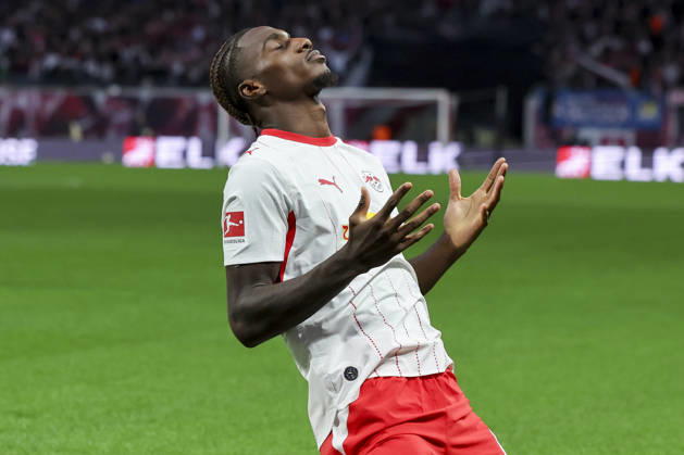 Ezechiel Banzuzi of RB Leipzig celebrates his goal to make it 1–0 during the Bundesliga match between RB Leipzig and Eintracht Frankfurt, Red Bull Arena on October 10, 2026, in Leipzig, Germany. Photo by Marco Steinbrenner, DeFodi Images. Ezechiel Banzuzi of RB Leipzig celebrates after scoring his team’s first goal during the Bundesliga match between RB Leipzig and Eintracht Frankfurt at Red Bull Arena on October 10, 2026 in Leipzig, Germany. Photo by Marco Steinbrenner, DeFodi Images. DFB and DFL regulations prohibit any use of photographs as image sequences and or quasi-video. Photo by Marco Steinbrenner, DeFodi Images.