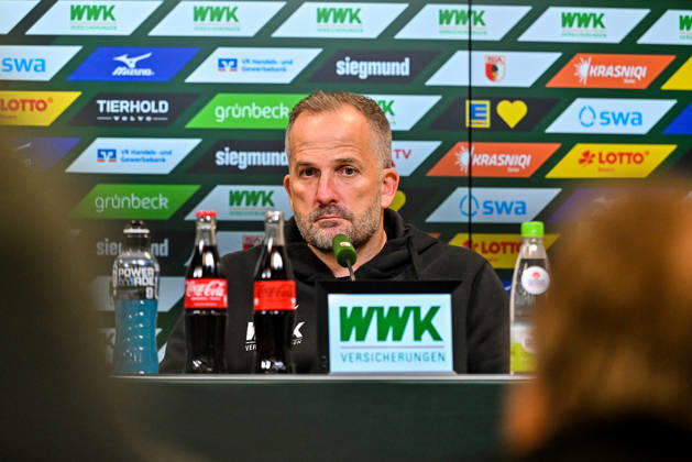 October 10, 2026, Germany, Soccer, Men s, Bundesliga 1, Matchday 5, FC Augsburg vs. FC Bayern Munich; Manuel Baum (FC Augsburg), Post-Match Press Conference, Augsburg WWK Arena, Bavaria, Germany Copyright: xNordphotox xHafnerx