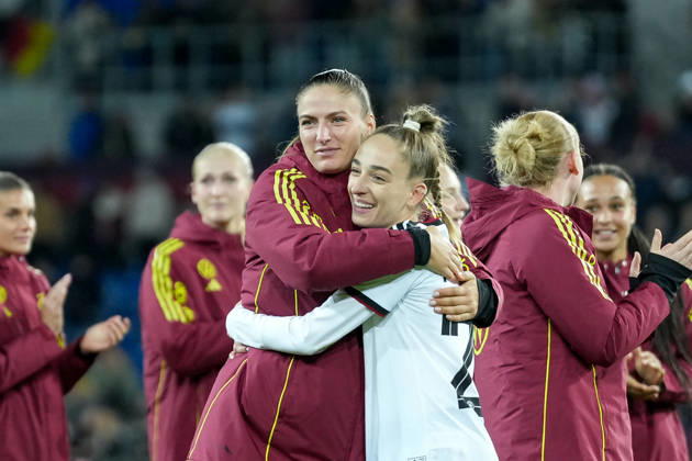 Melissa Kössler, Melissa Koessler, Germany Women s National Team, 18, and Sophia Kleinherne, Germany Women s National Team, 23, Germany, soccer, international match, friendly match, exhibition match, 2026–2027, Germany vs. Australia, October 9, 2026, BBBank Wildpark, Karlsruhe, Baden-Württemberg, Germany Copyright: xArnexAmbergx