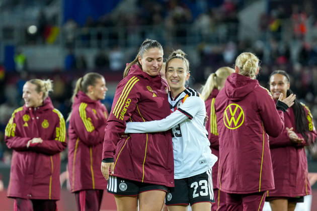 Melissa Kössler, Melissa Koessler, Germany Women s National Team, 18, and Sophia Kleinherne, Germany Women s National Team, 23, Germany, soccer, international match, friendly match, exhibition match, 2026–2027, Germany vs. Australia, October 9, 2026, BBBank Wildpark, Karlsruhe, Baden-Württemberg, Germany Copyright: xArnexAmbergx