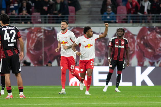 1 German Bundesliga: RB Leipzig vs. Eintracht Frankfurt, October 10, 2026. Christopher Nkunku, 28, of RB Leipzig celebrates his goal to make it 2–0. LEIPZIG, GERMANY OCTOBER 10 Bundesliga match between RB Leipzig and Eintracht Frankfurt at the Red Bull Arena on Matchday 5 of the 1. Bundesliga on October 10, 2026 in Leipzig, Germany. DFL regulations prohibit any use of photographs as image sequences and or quasi-video. Copyright: xBEAUTIFULxSPORTS JanxKaeferx