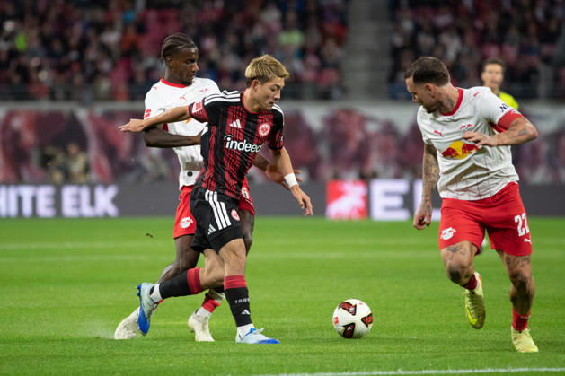 1 German Bundesliga RB Leipzig vs. Eintracht Frankfurt October 10, 2026 Ritsu Doan 20, Eintracht Frankfurt vs. Ezechiel Banzuzi 6, RB Leipzig LEIPZIG, GERMANY OCTOBER 10 Bundesliga match RB Leipzig vs. Eintracht Frankfurt at the Red Bull Arena on Matchday 5 of the 1st Bundesliga on October 10, 2026 in Leipzig, Germany. DFL regulations prohibit any use of photographs as image sequences and or quasi-video. Copyright: xBEAUTIFULxSPORTS JanxKaeferx