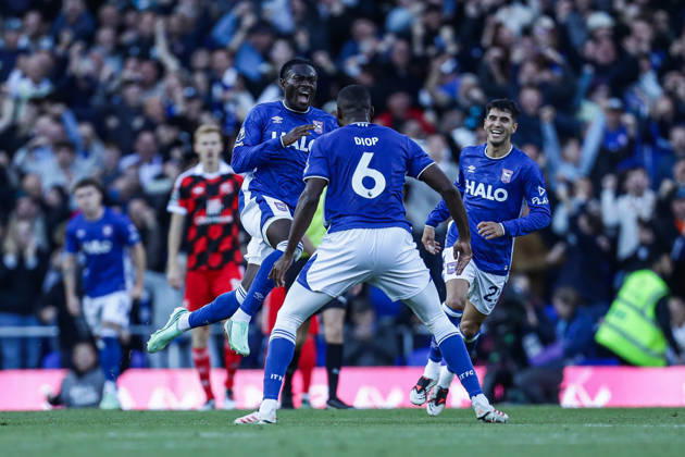 10th October 2026; Portman Road, Ipswich, Suffolk, England; Premier League Football, Ipswich Town versus Fulham;Abdoul Ouattara of Ipswich Town celebrates scoring a goal AndyxSkinner