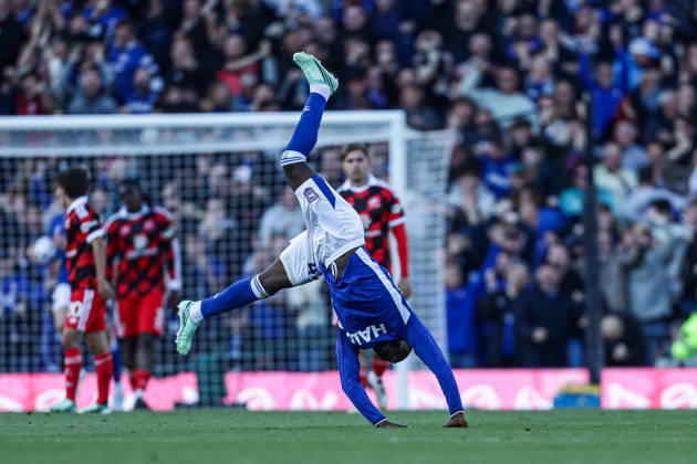 10th October 2026; Portman Road, Ipswich, Suffolk, England; Premier League Football, Ipswich Town versus Fulham;Abdoul Ouattara of Ipswich Town celebrates scoring a goal AndyxSkinner