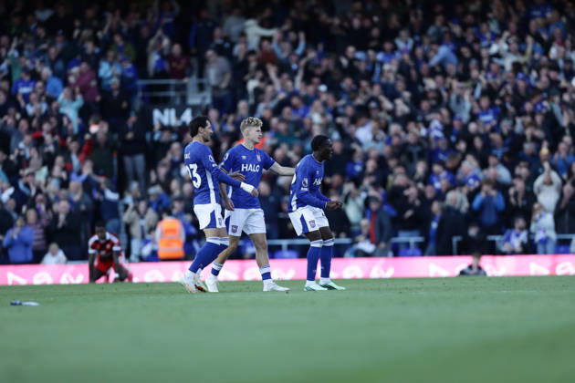10th October 2026; Portman Road, Ipswich, Suffolk, England; Premier League Football, Ipswich Town versus Fulham;Abdoul Ouattara of Ipswich Town celebrates scoring a goal AndyxSkinner