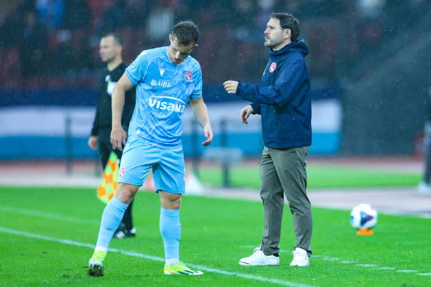 FC Zurich vs. FC Thun, Brack Super League, October 10, 2026. Gian Luca Privitelli, head coach of FC Thun, after the equalizer during the soccer match, Brack Super League, FC Zurich vs. FC Thun, October 10, 2026, Letzigrund Stadium, Zurich, Switzerland Zurich Letzigrund Stadium Zurich Switzerland
