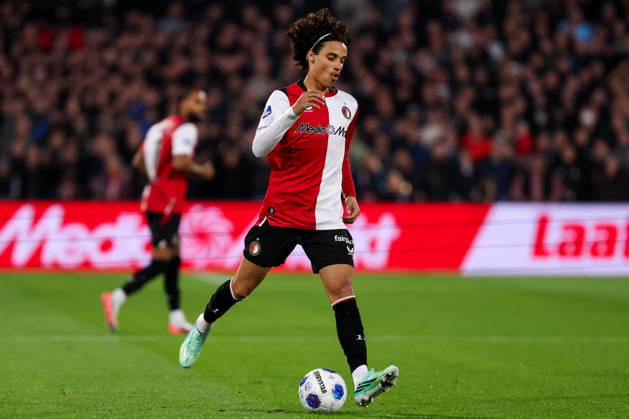 2026-10-10 Feyenoord v AZ Alkmaar - Dutch Eredivisie ROTTERDAM, NETHERLANDS - OCTOBER 10: Gjivai Zechiel of Feyenoord runs with the ball during the Dutch Eredivisie match between Feyenoord and AZ Alkmaar at Stadion Feijenoord on October 10, 2026 in Rotterdam, Netherlands. Rotterdam Stadion Feijenoord Netherlands Content not available for redistribution in The Netherlands directly or indirectly through any third parties. Copyright: xHansxvanxderxValkx