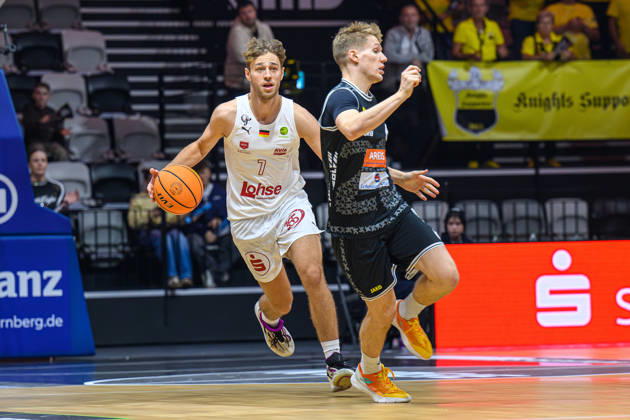 October 10, 2026 Basketball Season 2026–2027 2nd Bundesliga Pro A Matchday 4 Nuremberg Falcons Basketball Club NBC Kreisbau Kirchheim Knights AlSch xalxscx Christian Feneberg 7, Nuremberg Falcons BC NBC Johannes Patrick 6, Kreisbau Kirchheim Knights