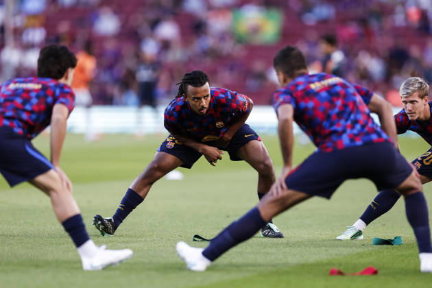 October 10, 2026, Barcelona, Barcelona, Spain: Jules Kounde of FC Barcelona, Barca warms up during the Spanish league, LaLiga EA Sports, football match played between FC Barcelona and Getafe CF at Spotify Camp Nou stadium on October 10, 2026 in Barcelona, Spain. FC Barcelona V Getafe CF - LaLiga EA Sports  - ZUMAa181 20261010_zaa_a181_076 Copyright: xJavierxBorregox