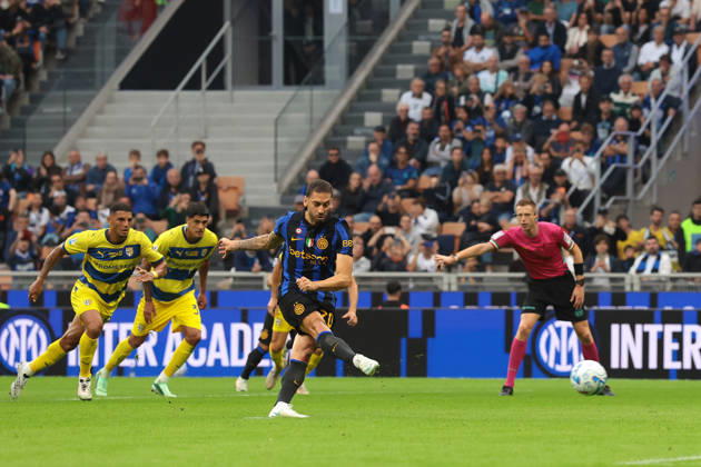 FC Internazionale v Parma Calcio 1913 - Serie A - Season 2026-2027 Milan, Italy, 10th October 2026. Hakan Calhanoglu of FC Internazionale scores a penalty to give the hosts a 2-0 lead during the FC Internazionale vs Parma Calcio 1913 Serie A match at Giuseppe Meazza, Milan. Picture credit should read: Jonathan Moscrop Milan Stadio Giuseppe Meazza Italy
