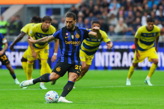 SOCCER - Serie A - Inter - FC Internazionale vs. Parma Calcio Photo by IPA ABACAPRESS.COM89510634 - Hakan Calhanoglu of FC Internazionale scores a penalty during the 2026 27 Serie A Enilive soccer match between FC Internazionale and Parma Calcio 1913. Milan Italy Copyright: xIPAxSport ABACAx