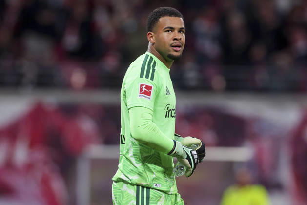 Goalkeeper Noah Atubolu of Eintracht Frankfurt looks disappointed during the Bundesliga match between RB Leipzig and Eintracht Frankfurt, Red Bull Arena on October 10, 2026, in Leipzig, Germany. Photo by Marco Steinbrenner, DeFodi Images. Goalkeeper Noah Atubolu of Eintracht Frankfurt looks dejected during the Bundesliga match between RB Leipzig and Eintracht Frankfurt at Red Bull Arena on October 10, 2026 in Leipzig, Germany. Photo by Marco Steinbrenner, DeFodi Images. DFB and DFL regulations prohibit any use of photographs as image sequences and or quasi-video. Photo by Marco Steinbrenner, DeFodi Images.