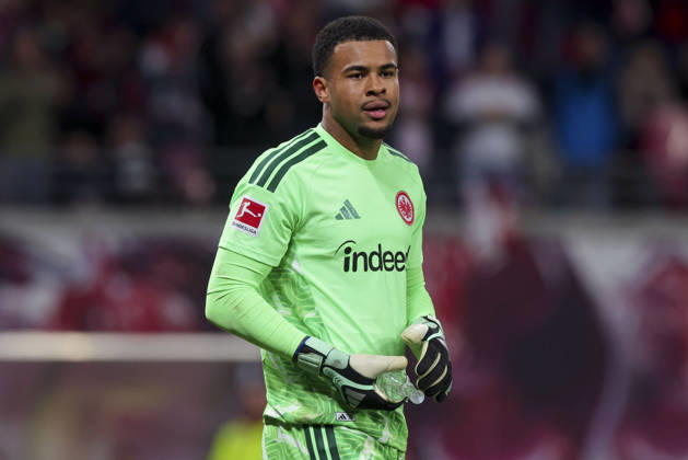 Goalkeeper Noah Atubolu of Eintracht Frankfurt looks disappointed during the Bundesliga match between RB Leipzig and Eintracht Frankfurt, Red Bull Arena on October 10, 2026, in Leipzig, Germany. Photo by Marco Steinbrenner, DeFodi Images. Goalkeeper Noah Atubolu of Eintracht Frankfurt looks dejected during the Bundesliga match between RB Leipzig and Eintracht Frankfurt at Red Bull Arena on October 10, 2026 in Leipzig, Germany. Photo by Marco Steinbrenner, DeFodi Images. DFB and DFL regulations prohibit any use of photographs as image sequences and or quasi-video. Photo by Marco Steinbrenner, DeFodi Images.