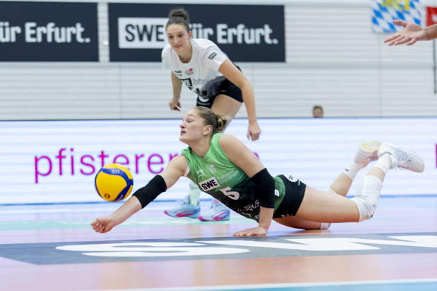 DEKRA 1st Bundesliga Women: Schwarz Weiss Erfurt vs. Rote Raben Vilsbiburg, Erfurt, October 10, 2026, Lotte Goertz 5, Schwarz Weiss Erfurt, DEKRA 1st Bundesliga Women: Schwarz Weiss Erfurt vs. Rote Raben Vilsbiburg, Riethsporthalle, Erfurt, October 10, 2026 Copyright: xBEAUTIFULxSPORTS Duehringx