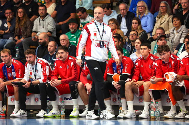 October 10, 2026, Germany, Göppingen, Opel HBL Bundesliga Handball, FRISCH AUF Göppingen vs. SG BBM Bietigheim, BBM Coach Hartmut Mayerhoffer