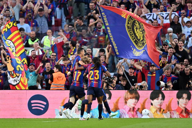 FC Barcelona, Barca v GETAFE CF SPOTIFY CAMP NOU. BARCELONA October 10,2026 FC BARCELONA vs GETAFE CF OCTOBER 10 ,2026 Anthony Gordon (17) of FC Barcelona celebrates scoring his team s first goal with teammates during the match between FC Barcelona and Getafe CF corresponding to the eighth day of La Liga EA Sports at at Spotify Camp Nou in Barcelona, Spain. Barcelona ESP Copyright: xS.xRosx
