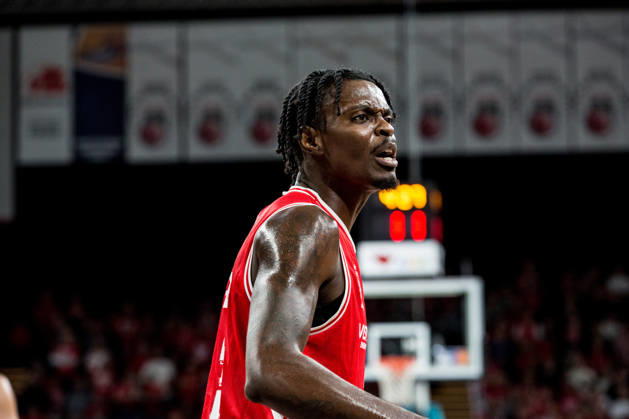 Bamberg, Germany, October 10, 2026; easyCredit BBL 2026–2027, Matchday 5; BMA365 Bamberg Baskets vs. Syntainics MBC; Pictured: Trevon Scott of Bamberg with a furious expression; Brose Arena, Bavaria Copyright: xFotostandx xSchmittx