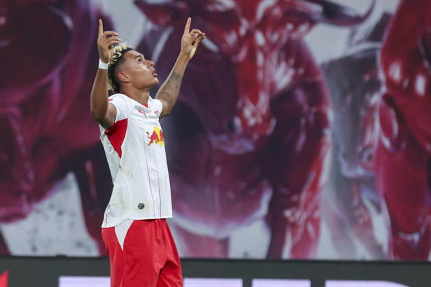 Antonio Nusa of RB Leipzig celebrates his goal to make it 5–0 during the Bundesliga match between RB Leipzig and Eintracht Frankfurt, Red Bull Arena on October 10, 2026, in Leipzig, Germany. Photo by Marco Steinbrenner, DeFodi Images. Antonio Nusa of RB Leipzig celebrates after scoring his team’s fifth goal during the Bundesliga match between RB Leipzig and Eintracht Frankfurt at Red Bull Arena on October 10, 2026 in Leipzig, Germany. Photo by Marco Steinbrenner, DeFodi Images. DFB and DFL regulations prohibit any use of photographs as image sequences and or quasi-video. Photo by Marco Steinbrenner, DeFodi Images.