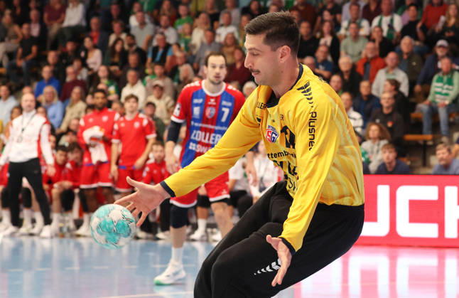 October 10, 2026, Germany, Göppingen, Opel HBL Bundesliga Handball, FRISCH AUF Göppingen vs. SG BBM Bietigheim, Martin Tomovski (BBM)