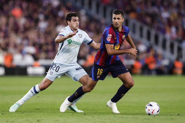 October 10, 2026, Barcelona, Barcelona, Spain: Rodri of FC Barcelona, Barca and Ivan Azon of Getafe CF in action during the Spanish league, LaLiga EA Sports, football match played between FC Barcelona and Getafe CF at Spotify Camp Nou stadium on October 10, 2026 in Barcelona, Spain. FC Barcelona V Getafe CF - LaLiga EA Sports - ZUMAa181 20261010_zaa_a181_096 Copyright: xJavierxBorregox