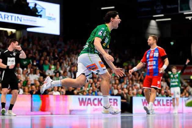Göppingen HBL 26 27 Frisch Auf Göppingen SG BBM Bietigheim Rutger Ten Velde Göppingen Celebration Joy Emotion Göppingen EWS Arena Baden-Württemberg Germany