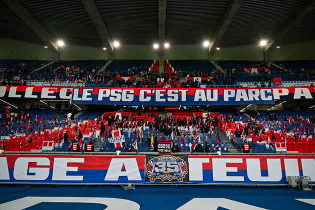 Paris Saint-Germain v Le Mans FC - Ligue 1 McDonald s 2026 2027 Fans of Paris showing a Banner sayin LE PSG C EST AU PARC during Ligue 1 McDonald s match between Paris and Le Mans at Parc des Princes on October 10, 2026 in Paris, France. Paris France  Copyright: xBaptistexFernandezx 776573319