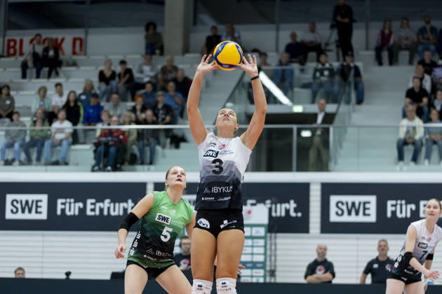 DEKRA 1st Bundesliga Women: Schwarz Weiss Erfurt vs. Rote Raben Vilsbiburg, Erfurt, October 10, 2026, Lina Marie Lieb 3, Schwarz Weiss Erfurt, DEKRA 1st Bundesliga Women: Schwarz Weiss Erfurt vs. Rote Raben Vilsbiburg, Riethsporthalle, Erfurt, October 1,0, 2026 Copyright: xBEAUTIFULxSPORTS Duehringx