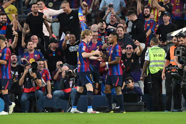 FC Barcelona, Barca v GETAFE CF SPOTIFY CAMP NOU. BARCELONA October 10,2026 FC BARCELONA vs GETAFE CF OCTOBER 10 ,2026 Gabriel Jesus (9) of FC Barcelona celebrates scoring his team s second goal with Anthony Gordon (17) of FC Barcelona during the match between FC Barcelona and Getafe CF corresponding to the eighth day of La Liga EA Sports at at Spotify Camp Nou in Barcelona, Spain. Barcelona ESP Copyright: xS.xRosx