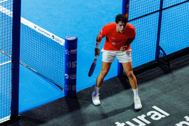 DÜSSELDORF, GERMANY - 10 OCTOBER 2026: Image shows the celebration of Agustin Tapia (ARG) during CUPRA Germany Premier Padel P2 2026 Day 7: Semifinals at CASTELLO Düsseldorf on 10 10 2026 in Düsseldorf, Germany. Germany Copyright: xFröhlichxPascalx