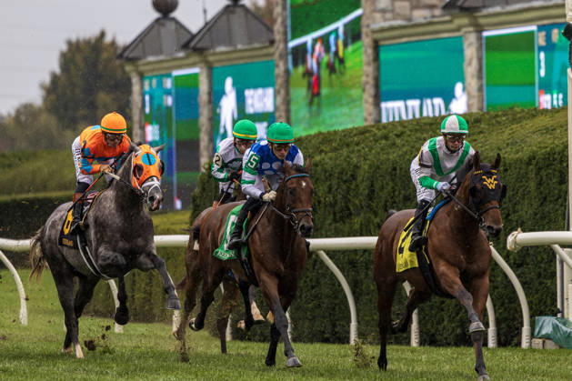 October 10, 2026, USA: Merlin Monroan (6) ridden by Tyler Gaffalione wins an allowance race on QE II Day at Keeneland Race Course in Lexington, Kentucly on October 10, 2026. Eclipse Sportswire CSM HORSE RACING 2026: QEII GI Day Keeneland OCT 10 - ZUMAcs17 20261010_faf_cs17_005 Copyright: xCaseyxLaughterx