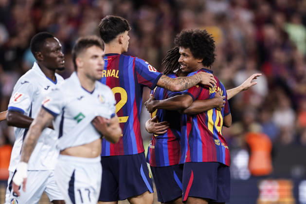 October 10, 2026, Barcelona, Barcelona, Spain: Jules Kounde of FC Barcelona, Barca celebrates a goal with teammates during the Spanish league, LaLiga EA Sports, football match played between FC Barcelona and Getafe CF at Spotify Camp Nou stadium on October 10, 2026 in Barcelona, Spain. FC Barcelona V Getafe CF - LaLiga EA Sports  - ZUMAa181 20261010_zaa_a181_112 Copyright: xJavierxBorregox