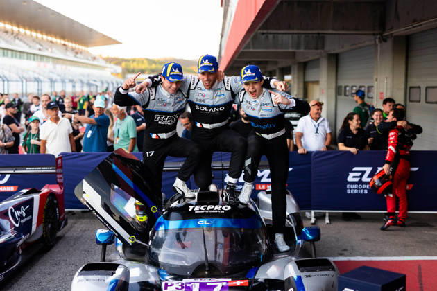 AUTO - ELMS - 4 HOURS OF PORTIMAO 2026 17 LANCHERE Paul (fra), JACOBY Alexander (bra), IGLESIAS Louis (fra), CLX Motorsport, Ligier JS P325 - Toyota, LMP3, celebration winner during the 4 Hours of Portimao 2026, 6th round of the 2026 European Le Mans Series on the Autodromo Internacional do Algarve from October 8 to 10, 2026 in Portimao, Portugal -  Copyright: xJoaoxFilipex