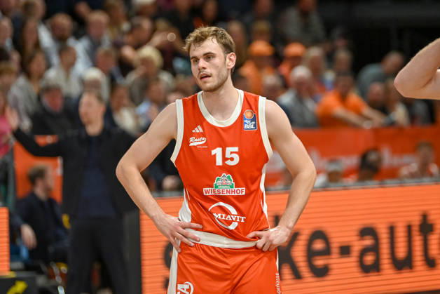Linus Trettin, RASTA Vechta, 15 RASTA Vechta vs. ratiopharm Ulm, easyCredit Basketball Bundesliga, Matchday 5, 2026–2027 Season, October 10, 2026, RASTA Vechta vs. ratiopharm Ulm, easyCredit Basketball Bundesliga, Matchday 5, 2026–2027 Season, October 10, 2026, Vechta Copyright: xEibner-Pressefoto RobertxGertzenx EP_RGN