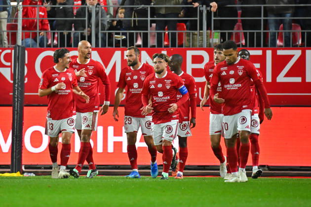 Stade Brestois 29 v Angers SCO - Ligue 1 McDonald s 2026 2027 Lucas TOUSART, Ludovic AJORQUE, Kenny LALA, Hugo MAGNETTI of Brest celebrate after scores during Ligue 1 McDonald s match between Brest and Angers at Stade Francis-Le Ble on October 10, 2026 in Brest, France. Brest France  Copyright: xIconxSportx 776573329