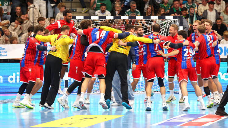 October 10, 2026, Germany, Göppingen, Opel HBL Bundesliga Handball, FRISCH AUF Göppingen vs. SG BBM Bietigheim, Bietigheim Celebrates, BBM Celebrates