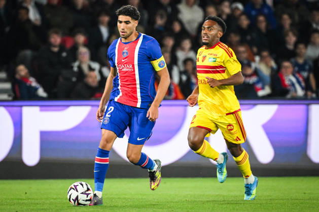 October 10, 2026, Paris, France, France: Achraf HAKIMI of PSG and Lucas CALODAT of Le Mans during the Ligue 1 match between Paris Saint-Germain (PSG) and Le Mans FC at Parc des Princes Stadium on October 10, 2026 in Paris, France. Paris Saint-Germain V Le Mans FC - Ligue 1 - ZUMAm308 20261010_zsp_m308_002 Copyright: xMatthieuxMirvillex