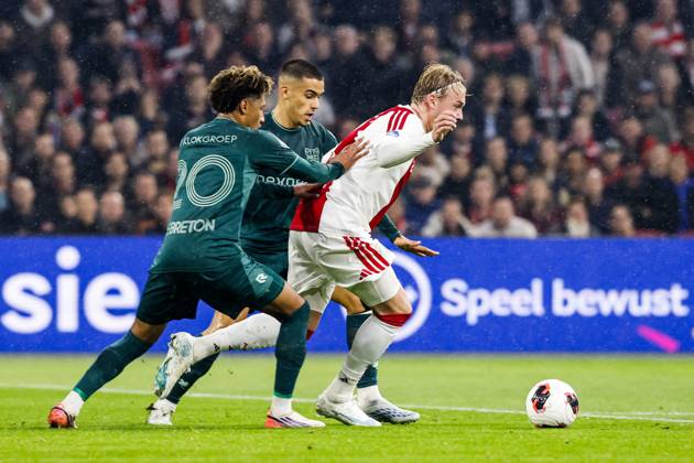 AMSTERDAM - (lr) Noà Lebreton of NEC Nijmegen, Julian Brandt of Ajax during the Dutch Eredivisie match between AFC Ajax and NEC Nijmegen at the Johan Cruijff ArenA on October 10, 2026 in Amsterdam, the Netherlands. MAURICE VAN STEEN ANP Eredivisie 2026 27 xVIxANPxSportx xxANPxIVx 572058804 originalFilename: 572058804