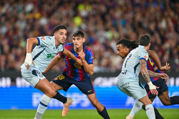 FC Barcelona, Barca v GETAFE CF SPOTIFY CAMP NOU. BARCELONA October 10,2026 FC BARCELONA vs GETAFE CF OCTOBER 10 ,2026 Gerard Martin (18 ) of FC Barcelona vies with Abdel Abqar (5) of Getafe CF during the match between FC Barcelona and Getafe CF corresponding to the eighth day of La Liga EA Sports at at Spotify Camp Nou in Barcelona, Spain. Barcelona ESP Copyright: xS.xRosx