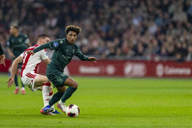 AMSTERDAM l r AFC Ajax Amsterdam forward Viktor Tsygankov and NEC Nijmegen midfielder Noe Lebreton during the Vriendenloterij Eredivisie match between Ajax and NEC at the Johan Cruijff ArenA on October 10, 2026, in Amsterdam, Netherlands. Photo by DeFodi Images