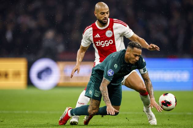 AMSTERDAM - (lr) Sofyan Amrabat of Ajax, Tjaronn Chery of NEC Nijmegen during the Dutch Eredivisie match between AFC Ajax and NEC Nijmegen at the Johan Cruijff ArenA on October 10, 2026 in Amsterdam, the Netherlands. MAURICE VAN STEEN ANP Eredivisie 2026 27 xVIxANPxSportx xxANPxIVx 572059559 originalFilename: 572059559