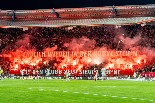Home fans of 1 FC Nuremberg, GER, 1 FC Nuremberg vs. VfL Wolfsburg, soccer, 2. Bundesliga, Matchday 7, 2026–2027 season, October 10, 2026, DFL regulations prohibit any use of photographs as image sequences and or quasi-video, GER, 1 FC Nuremberg vs. VfL Wolfsburg, soccer, 2. Bundesliga, Matchday 7, 2026–2027 season, October 10, 2026, Nuremberg Copyright: xEibner-Pressefoto MaxxVogelx EP_MVL