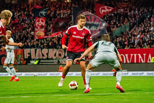 Fynn Otto, 1. FC Nuremberg, 20, GER, 1. FC Nuremberg vs. VfL Wolfsburg, Soccer, 2. Bundesliga, Matchday 7, 2026–2027 Season, October 10, 2026, DFL regulations prohibit any use of photographs as image sequences and or quasi-video, GER, 1. FC Nuremberg vs. VfL Wolfsburg, soccer, 2. Bundesliga, Matchday 7, 2026–2027 season, October 10, 2026, Nuremberg Copyright: xEibner-Pressefoto MaxxVogelx EP_MVL