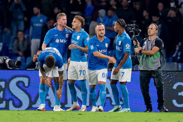 Napoli v Frosinone - Serie A Enilive Noa Lang of SSC Napoli celebrates after scoring second goal during the Serie A Enilive match between Napoli and Frosinone at Stadio Diego Armando Maradona on October 10, 2026 in Naples, Italy Naples Stadio Diego Armando Maradona Campania Italy Copyright: xGiuseppexMaffiax 261010_SerieA_Napoli-Frosinone_GM_06344