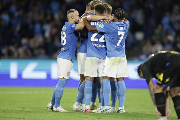 SOCCER - Serie A - SSC Napoli vs. Frosinone Calcio Photo by IPA ABACAPRESS.COM89517605 - Napoli s Belgian midfielder Kevin De Bruyne celebrates after scoring the goal that made the score 1-0 during the Serie A soccer match between SSC Napoli and Frosinone at the Diego Armando Maradona Stadium in Naples, southern Italy, on October 10, 2026. Naples Italy Copyright: xIPAxSport ABACAx