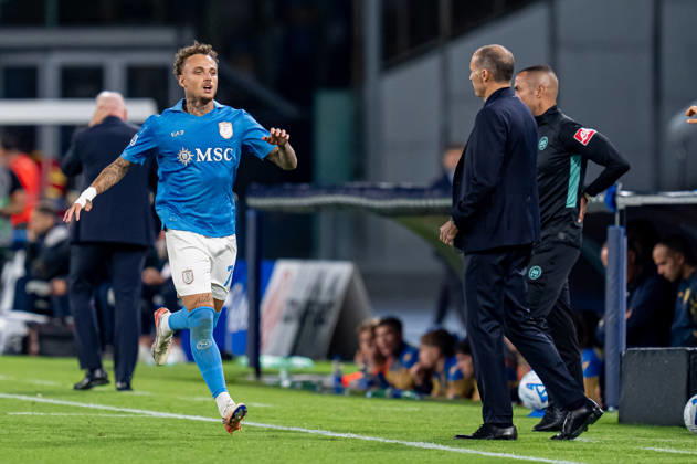 Napoli v Frosinone - Serie A Enilive Noa Lang of SSC Napoli celebrates after scoring second goal during the Serie A Enilive match between Napoli and Frosinone at Stadio Diego Armando Maradona on October 10, 2026 in Naples, Italy Naples Stadio Diego Armando Maradona Campania Italy Copyright: xGiuseppexMaffiax 261010_SerieA_Napoli-Frosinone_GM_06492