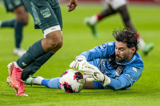 AMSTERDAM: NEC Nijmegen goalkeeper Gonzalo Crettaz during the Vriendenloterij Eredivisie match between Ajax and NEC at the Johan Cruijff ArenA on October 10, 2026, in Amsterdam, Netherlands. Photo by DeFodi Images